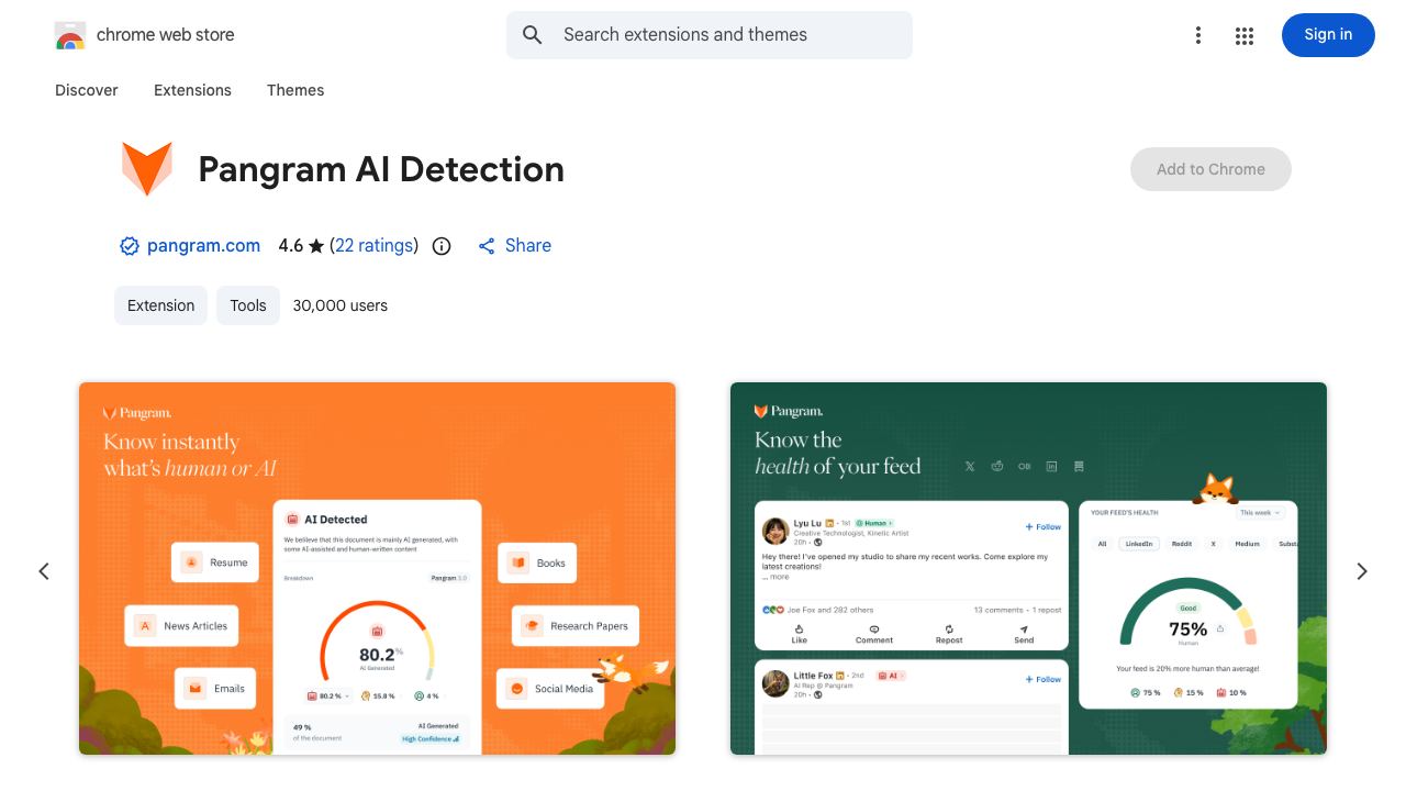 Pangram Labs AI Detection 网站截图