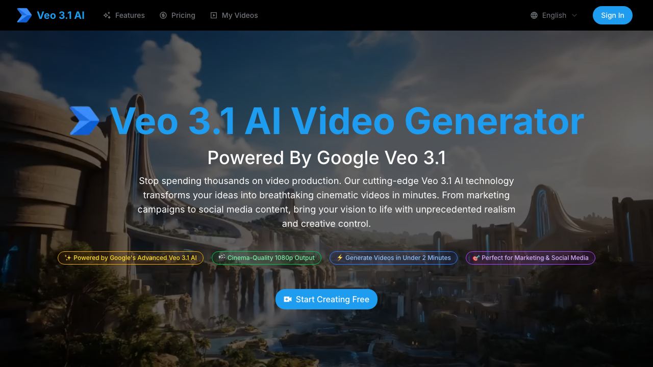 Veo 3.1.io 网站截图