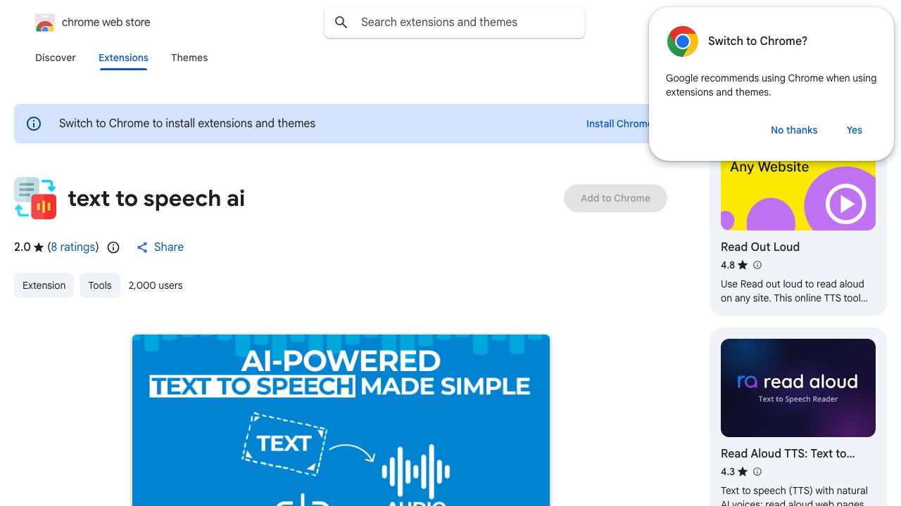 text to speech ai 网站截图