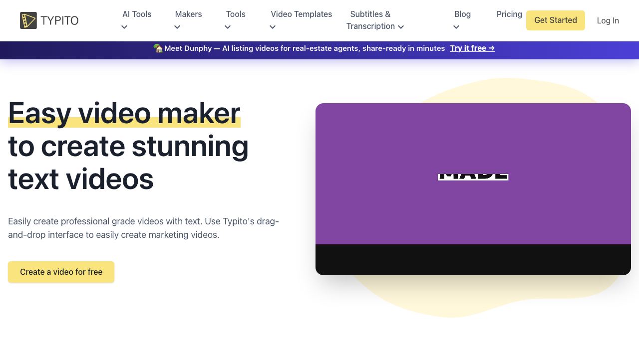 Typito website screenshot