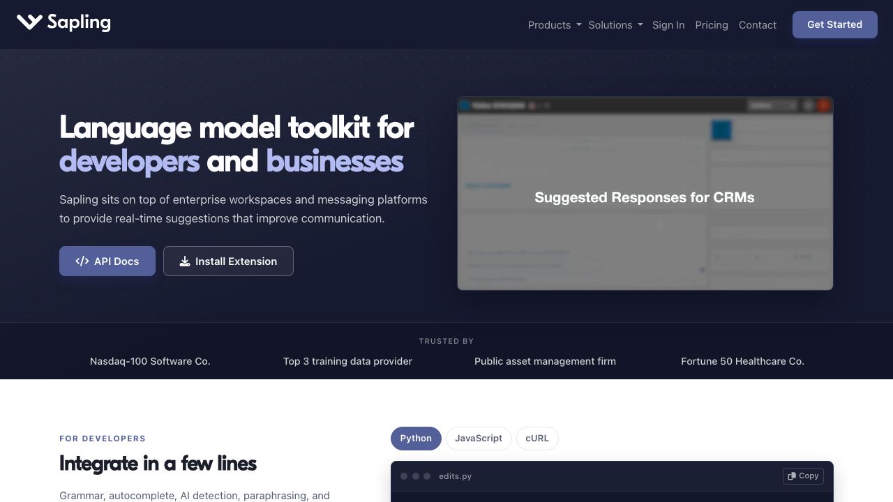 Sapling website screenshot