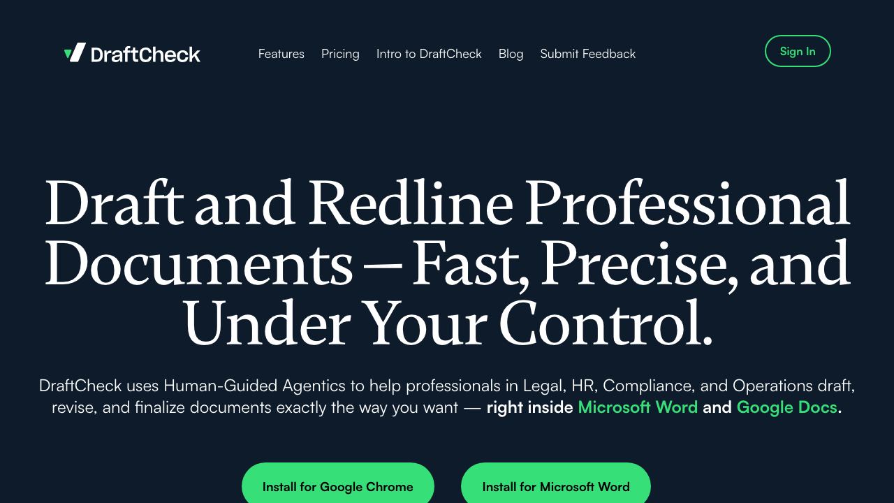 DraftCheck website screenshot