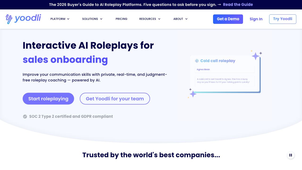 Yoodli AI website screenshot