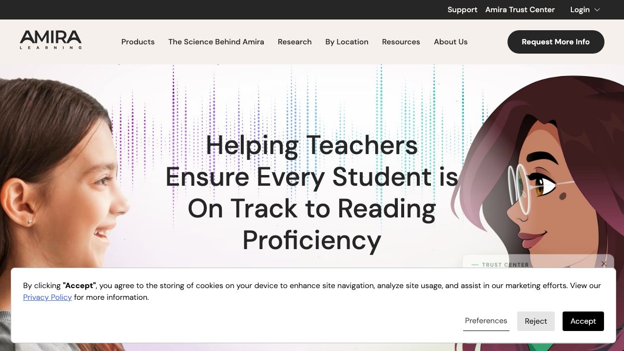 Amira Learning website screenshot