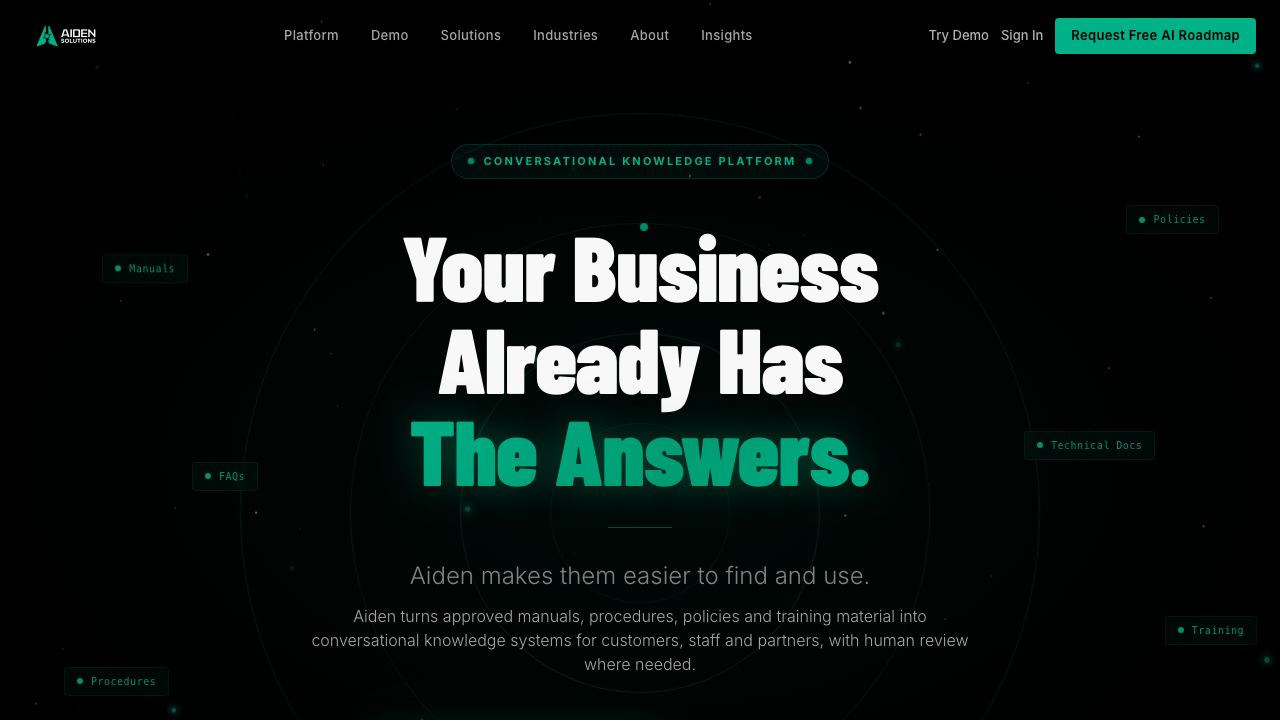 Aiden Solutions 网站截图