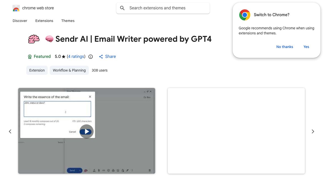 🧠 Sendr AI | Email Writer powered by GPT4 网站截图