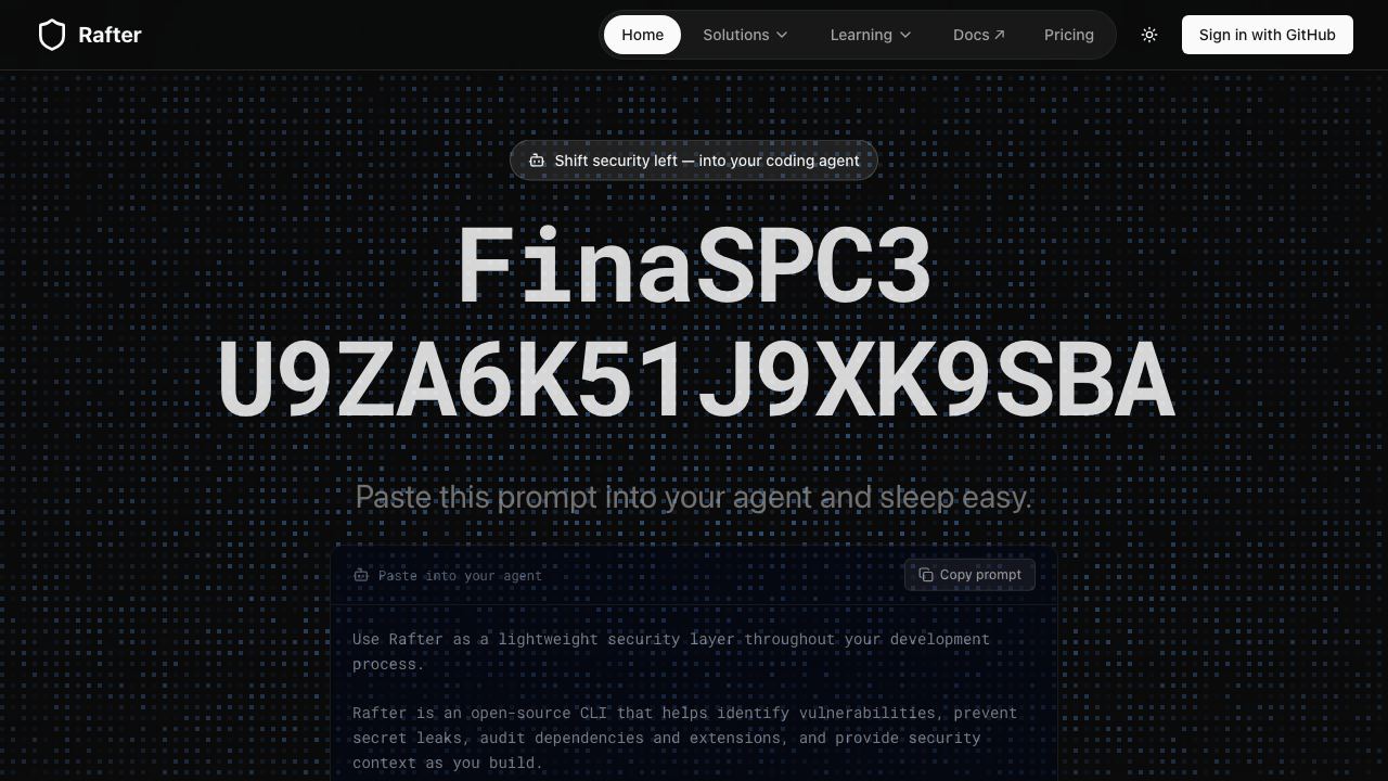 Rafter website screenshot