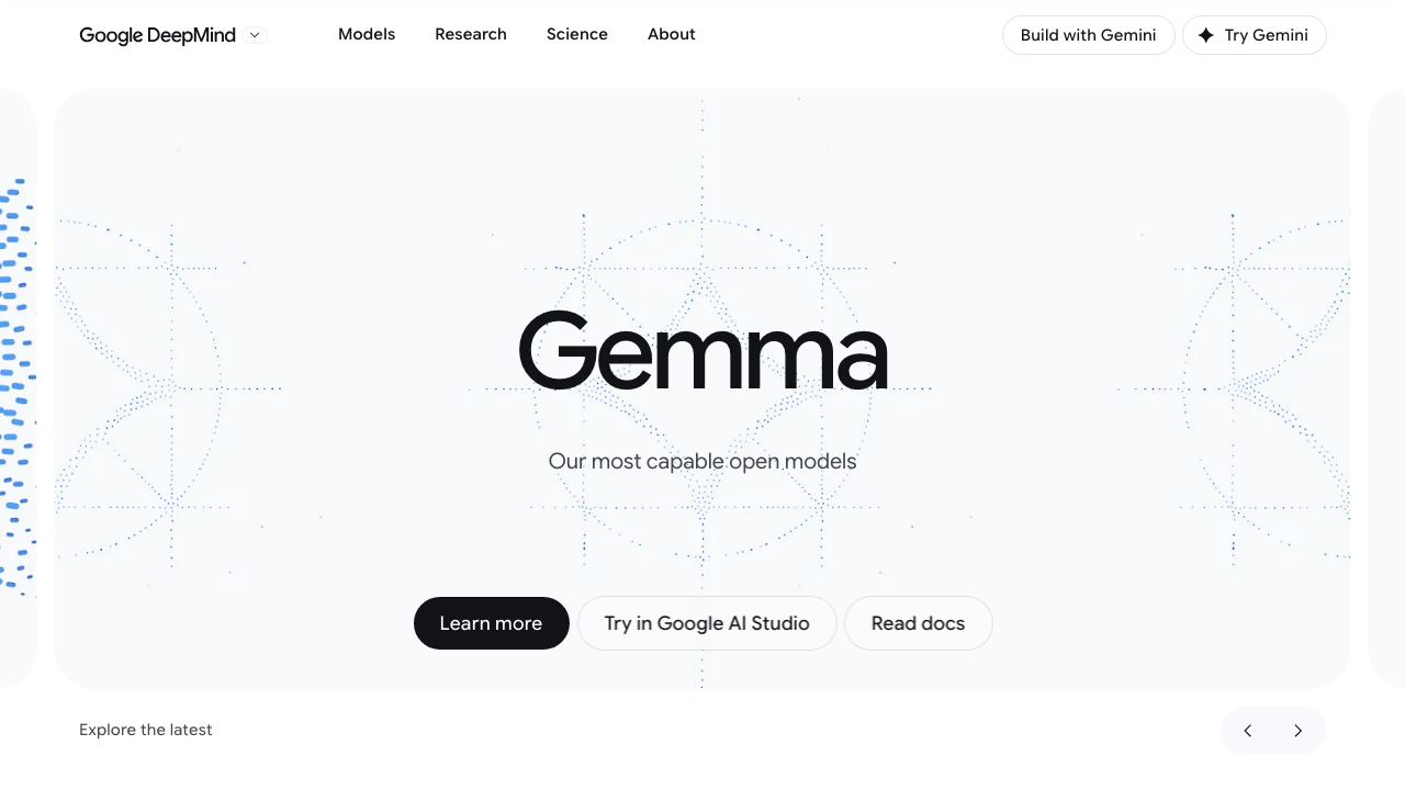 Gemma Open Models by Google 网站截图