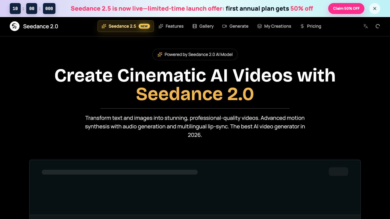 Seedance 2 Video 网站截图