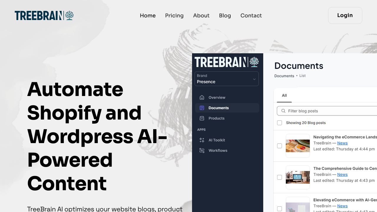 TreeBrain website screenshot