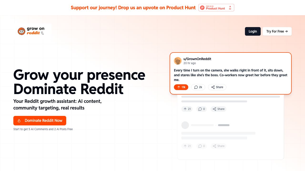 Grow On Reddit 网站截图