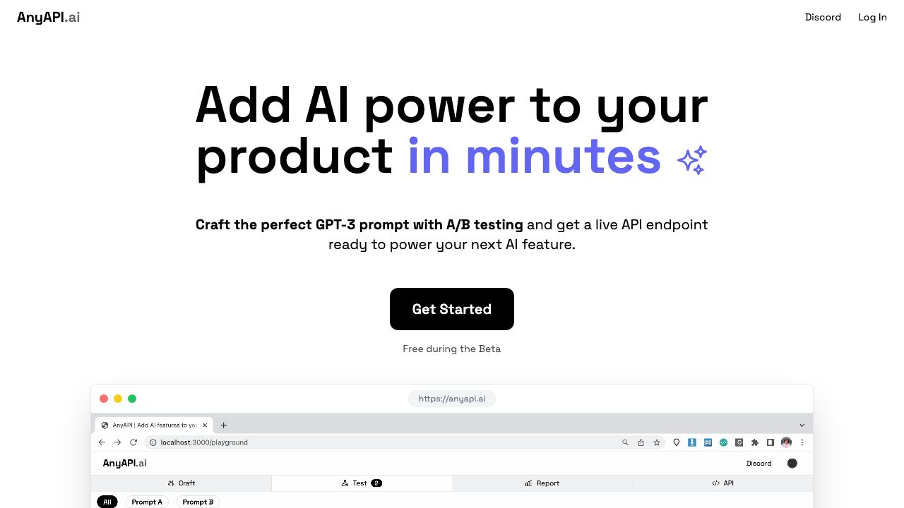 AnyAPI website screenshot