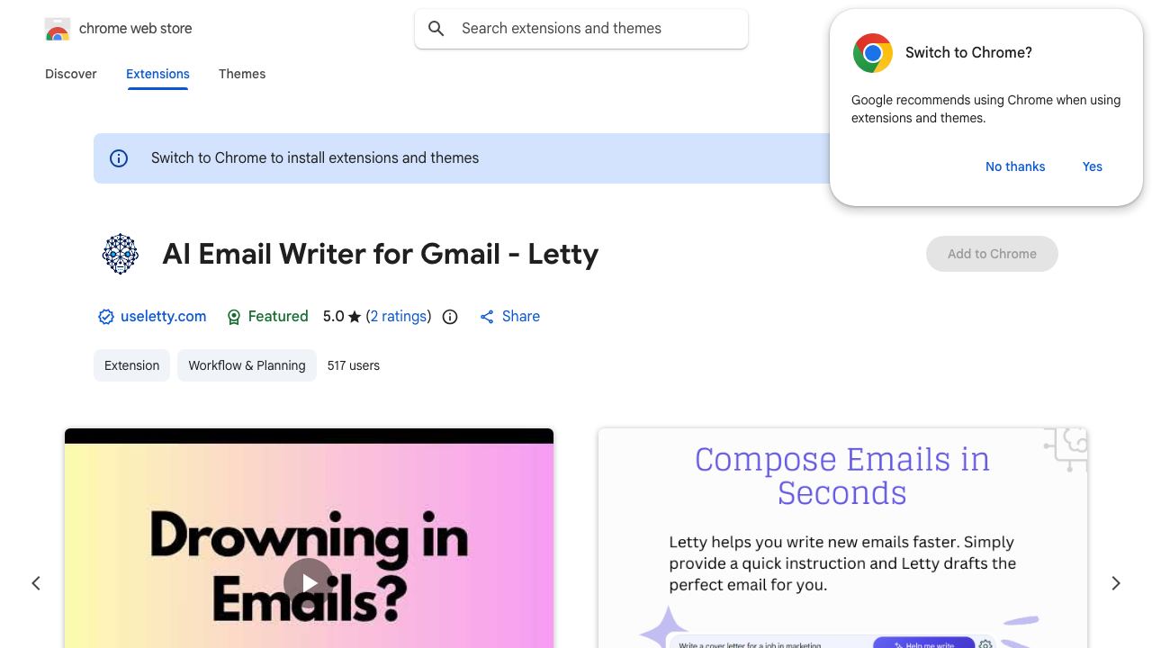 AI Email Writer for Gmail - Letty 网站截图