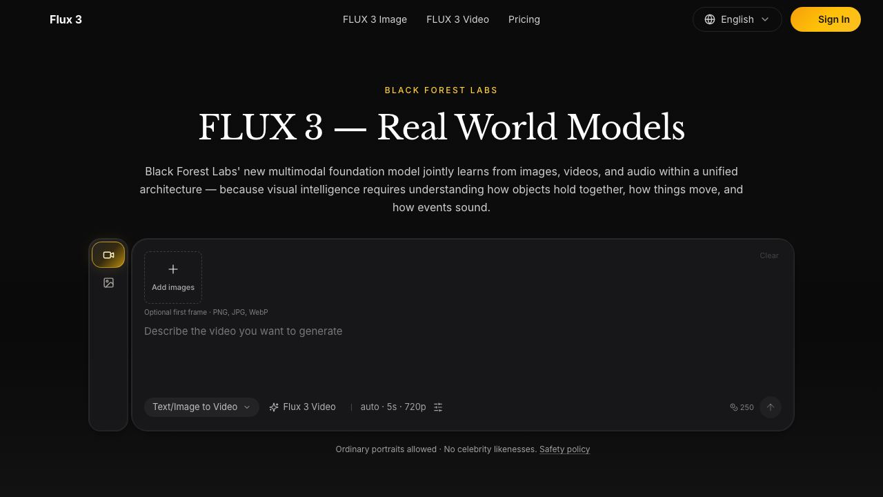 FLUX 3 - dev 网站截图