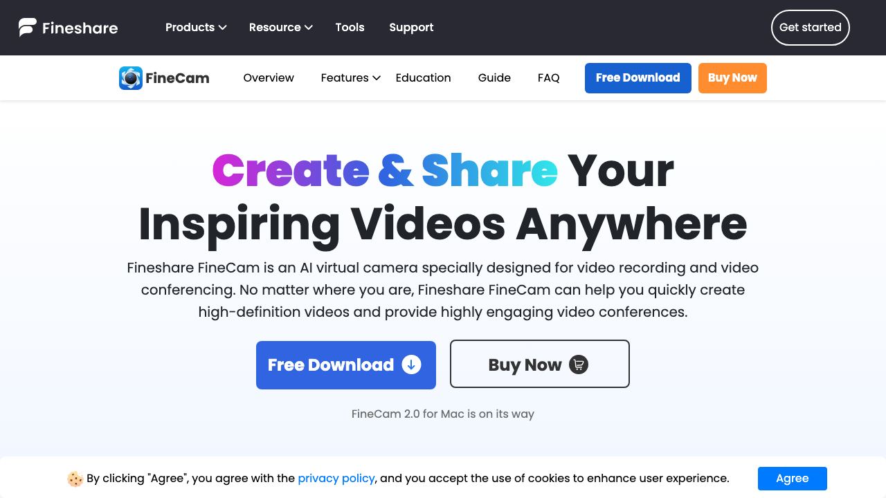 FineShare FineCam 网站截图