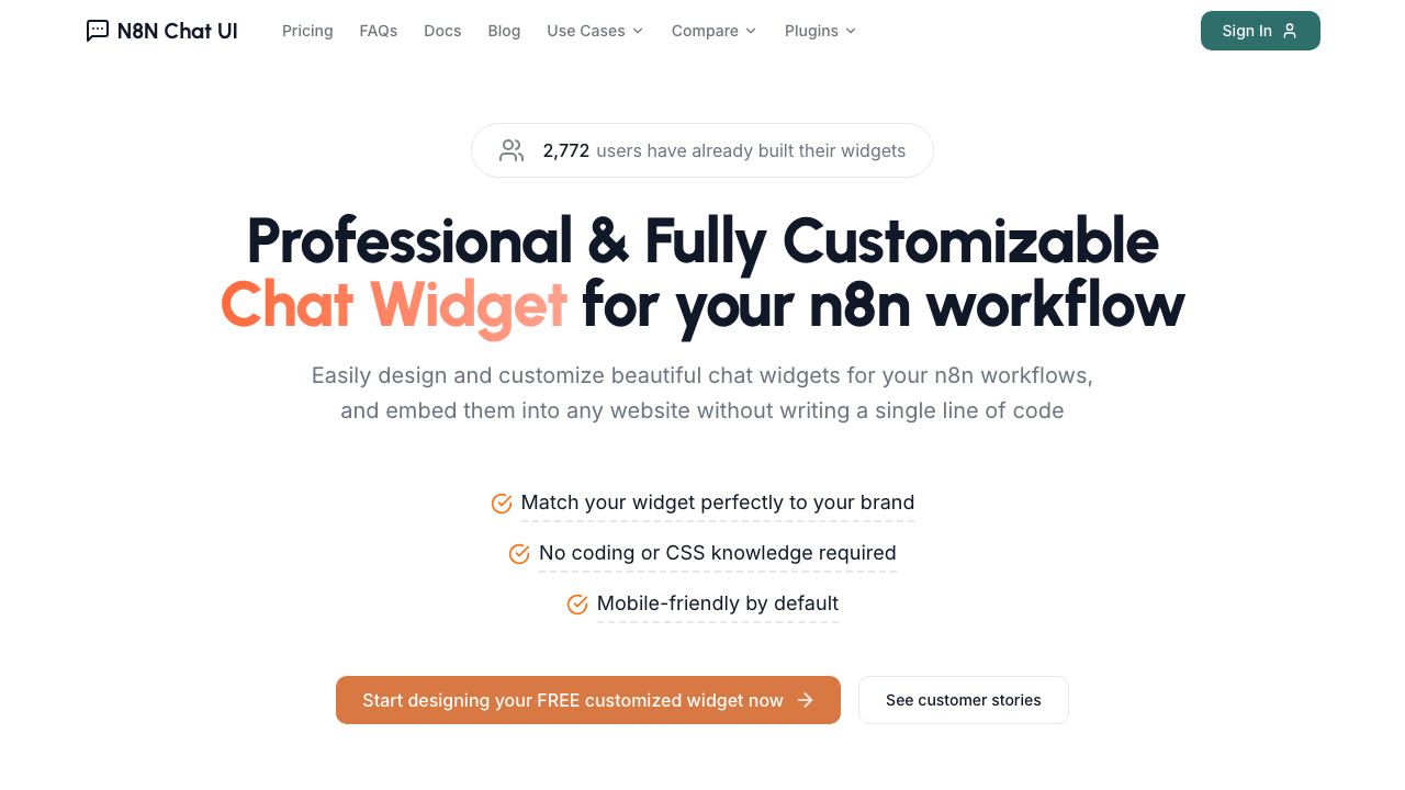 N8N Chat UI website screenshot