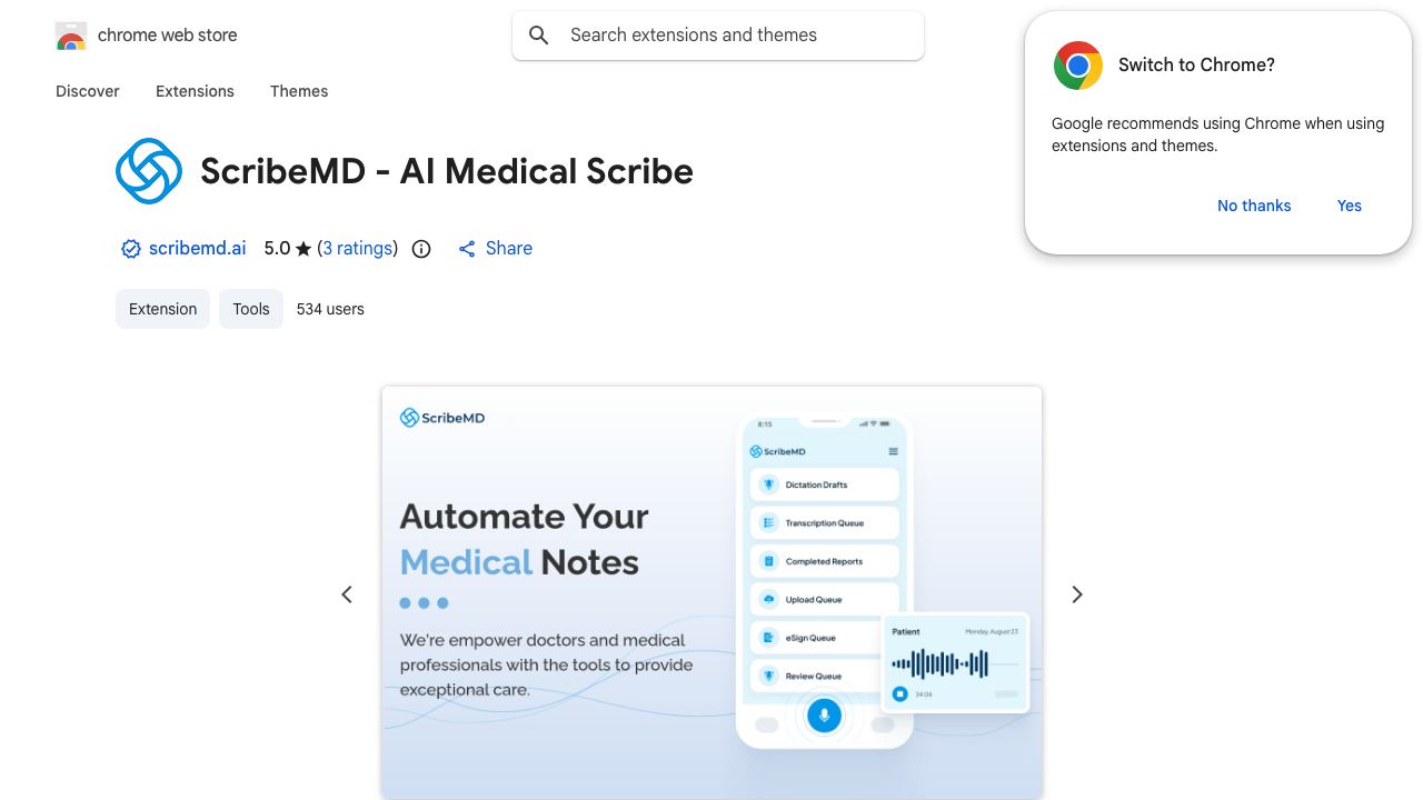 ScribeMD - AI Medical Scribe 网站截图