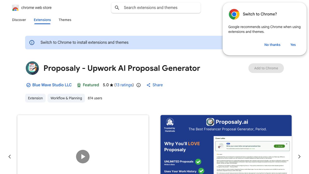 Proposaly - Upwork AI Proposal Generator 网站截图