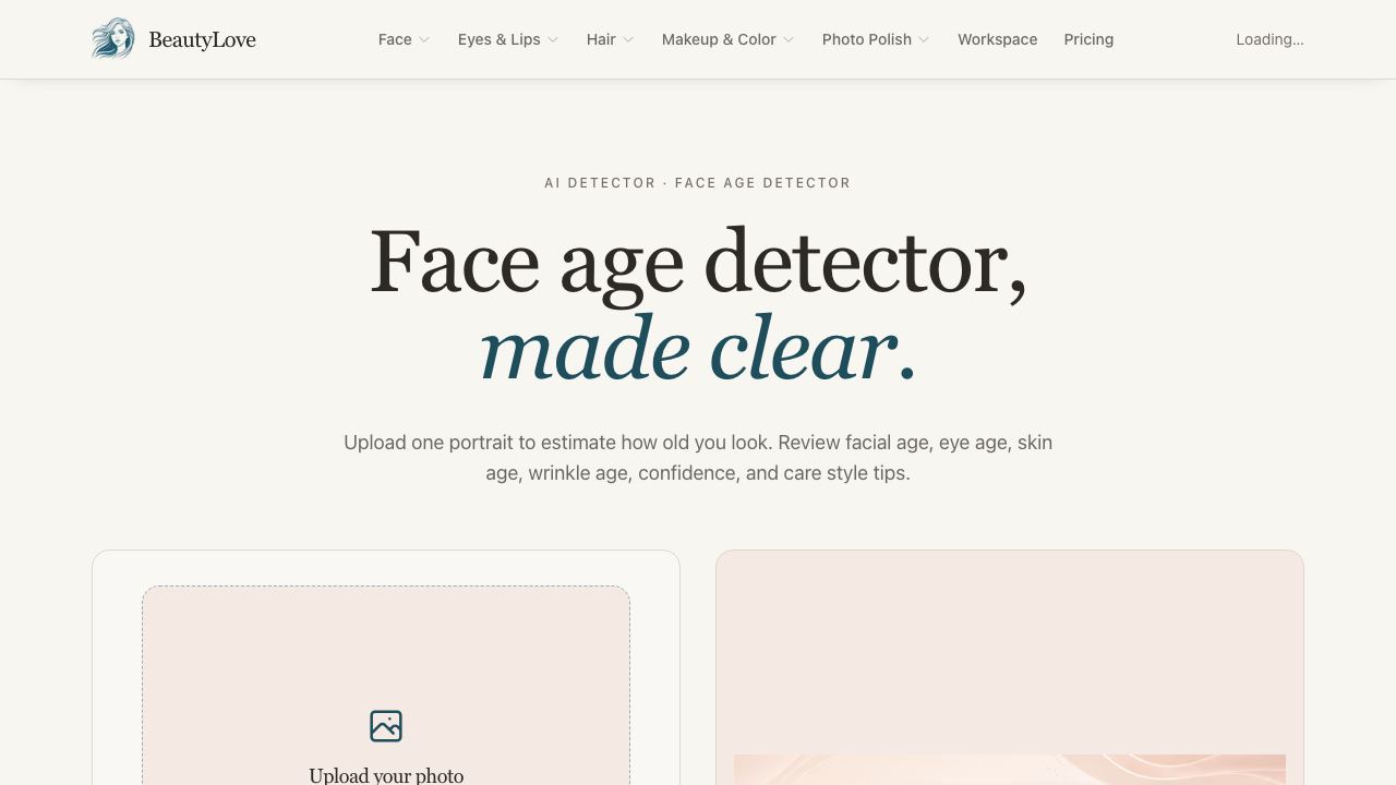 FaceAge AI 网站截图