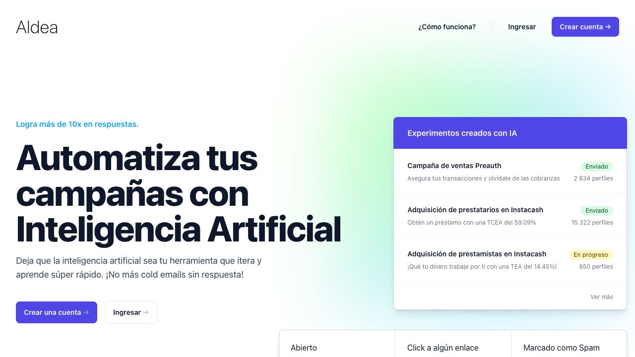 Aldea website screenshot