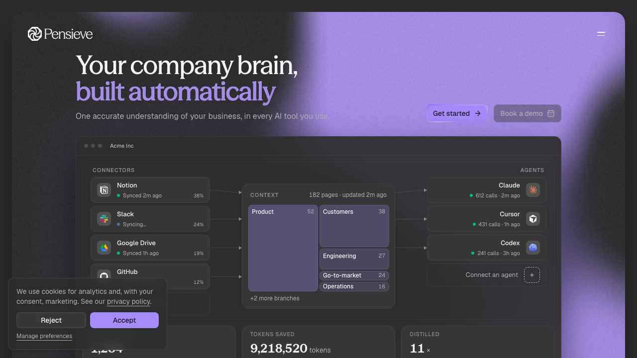 Pensieve.uk 网站截图