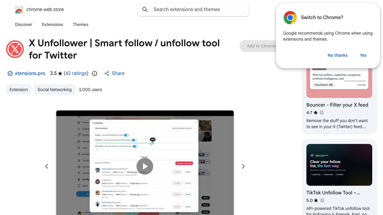 X Unfollower 网站截图