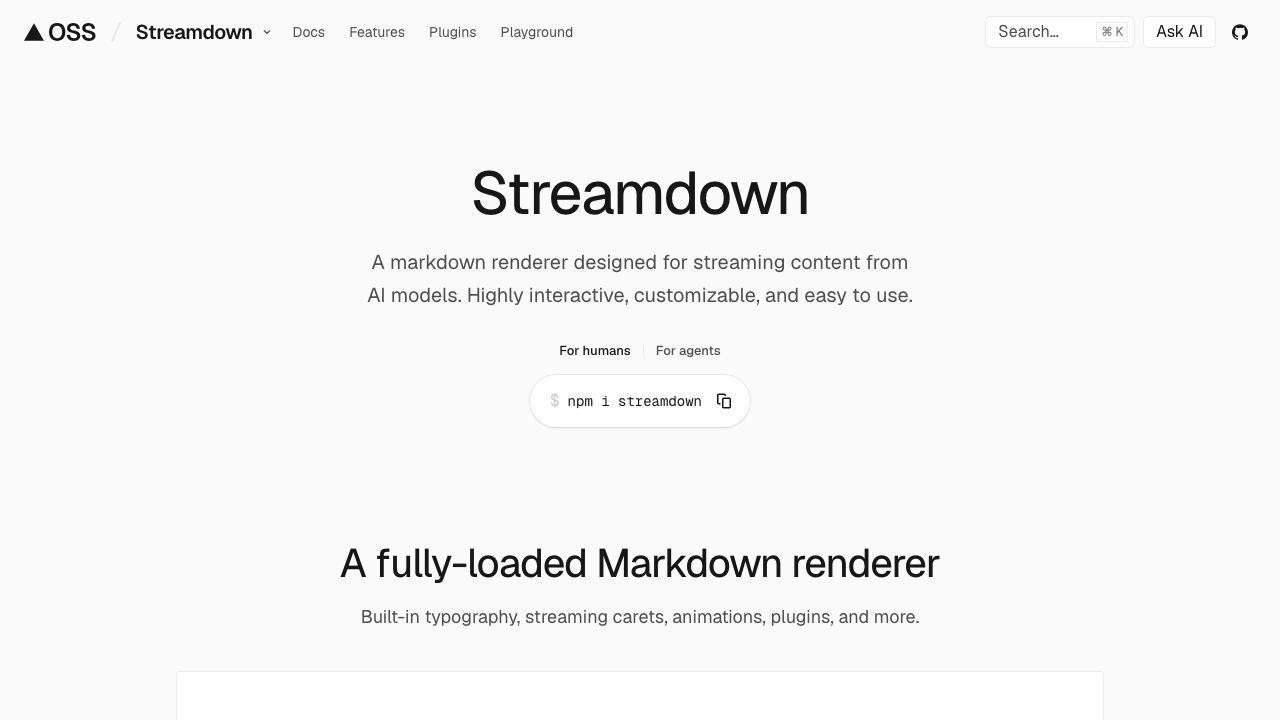 Streamdown 网站截图