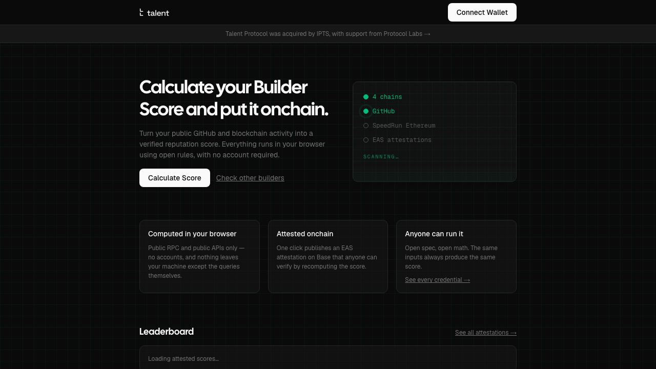 Talent Protocol 网站截图