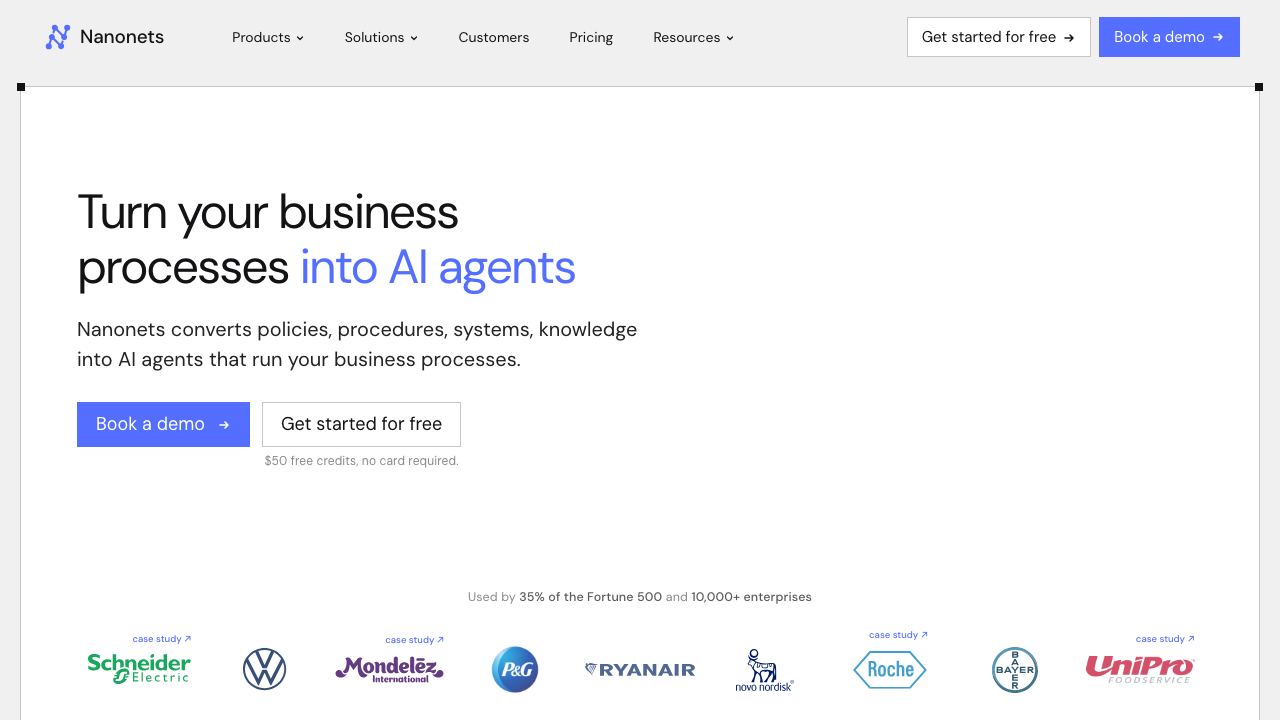 Nanonets website screenshot