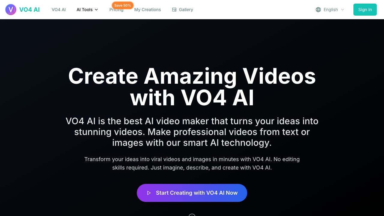VO4 website screenshot