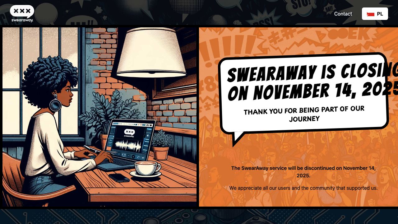 SwearAway website screenshot