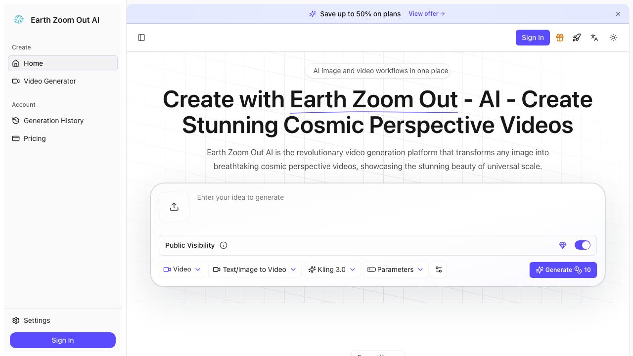 Earth Zoom Out AI 网站截图
