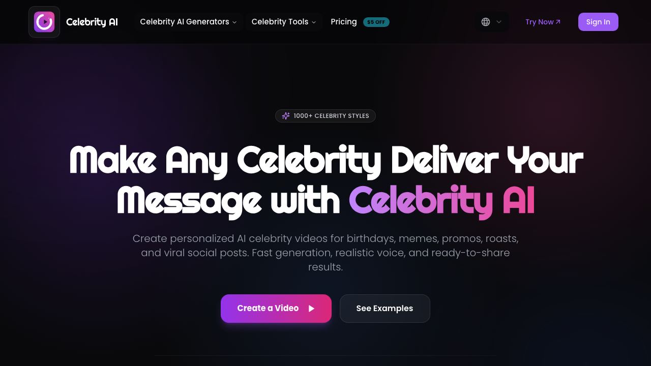 Celebrity AI 网站截图