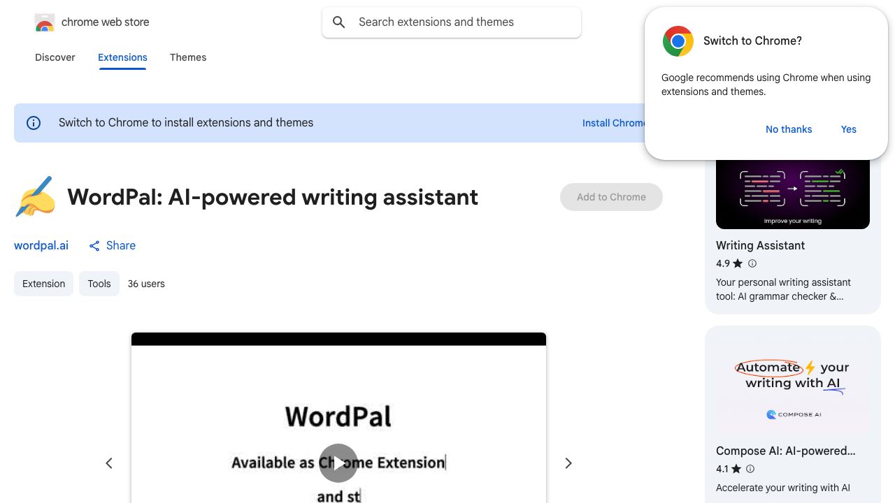 WordPal: AI-powered writing assistant 网站截图