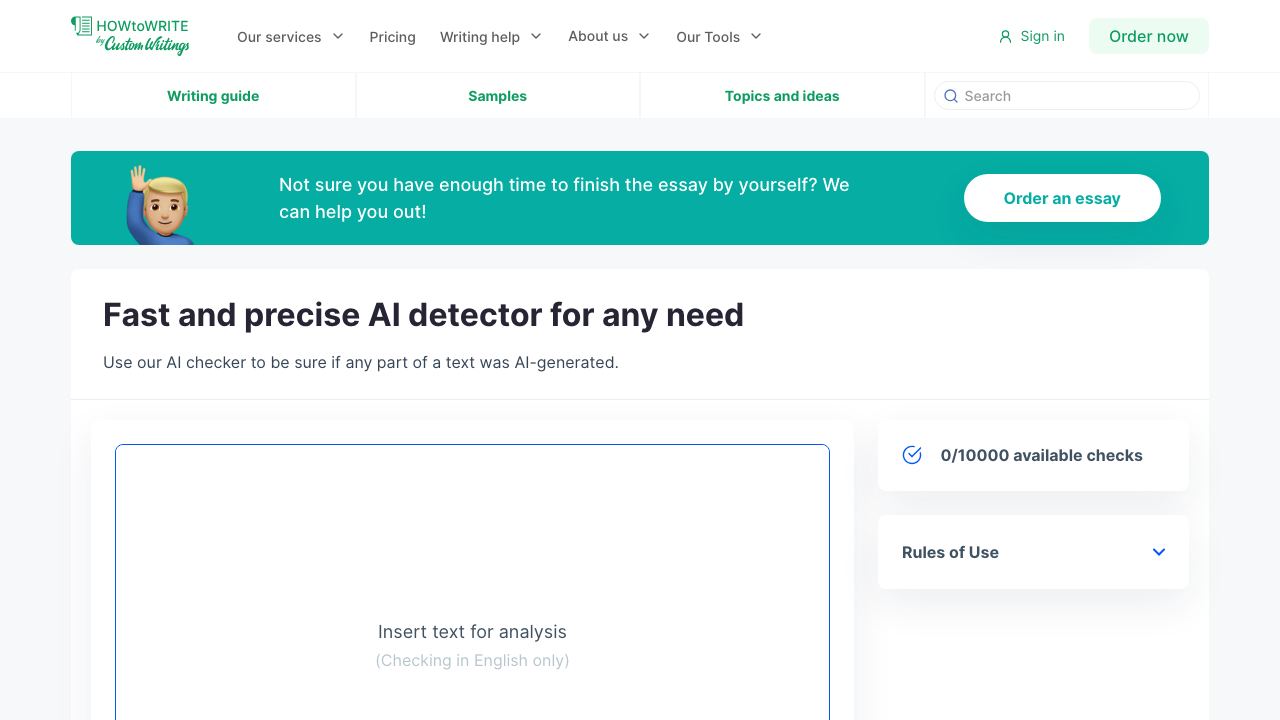 AI Detector By Custom Writings 网站截图