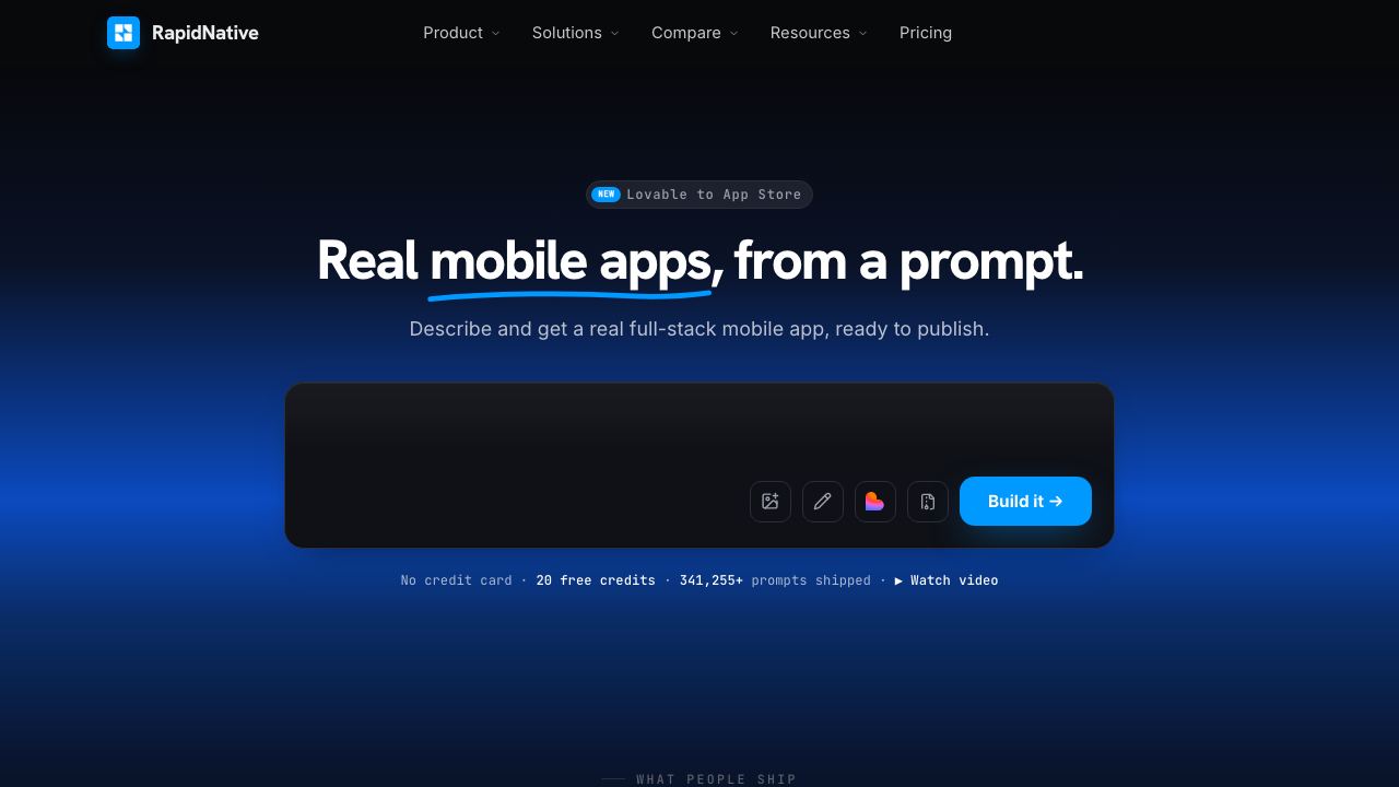 RapidNative website screenshot