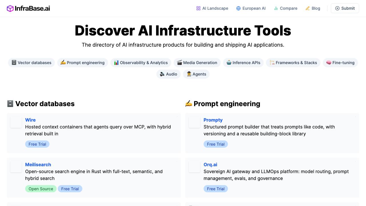 InfraBase.ai website screenshot
