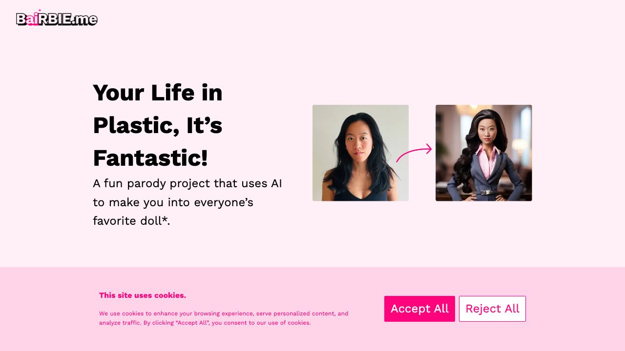 Turn photo into barbie doll 网站截图