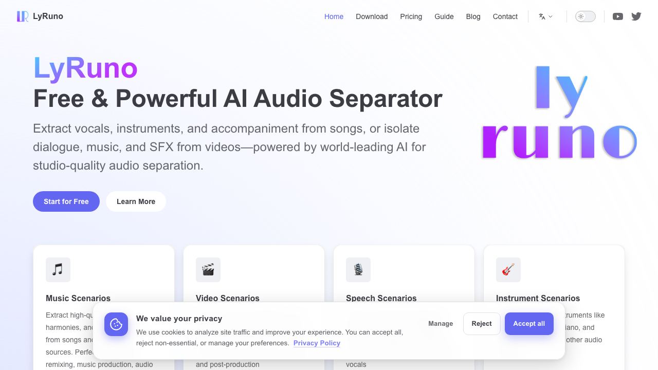 LyRuno website screenshot