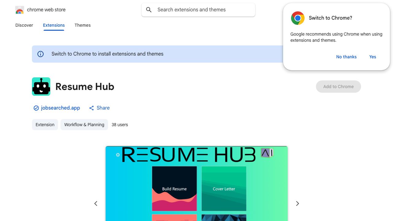 Resume Hub website screenshot