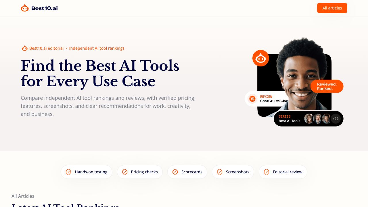 Best10.ai website screenshot