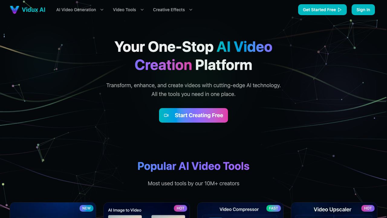 Vidux AI 网站截图