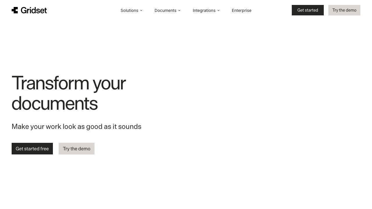 Gridset website screenshot