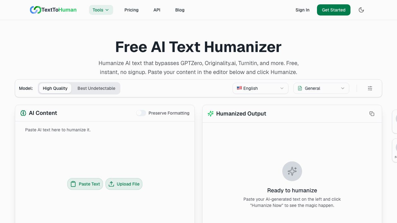 TextToHuman 网站截图