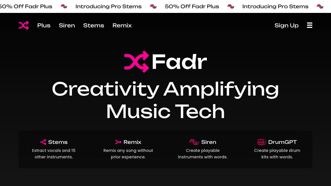 Fadr 网站截图