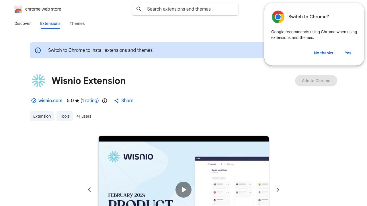Wisnio Extension 网站截图
