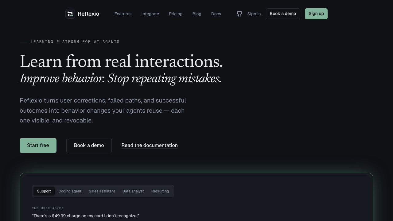 Reflexio website screenshot