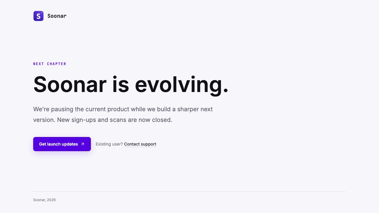 Soonar website screenshot