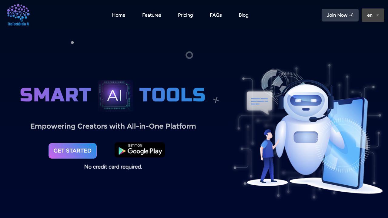 TheTechBrain Smart Ai Tools 网站截图