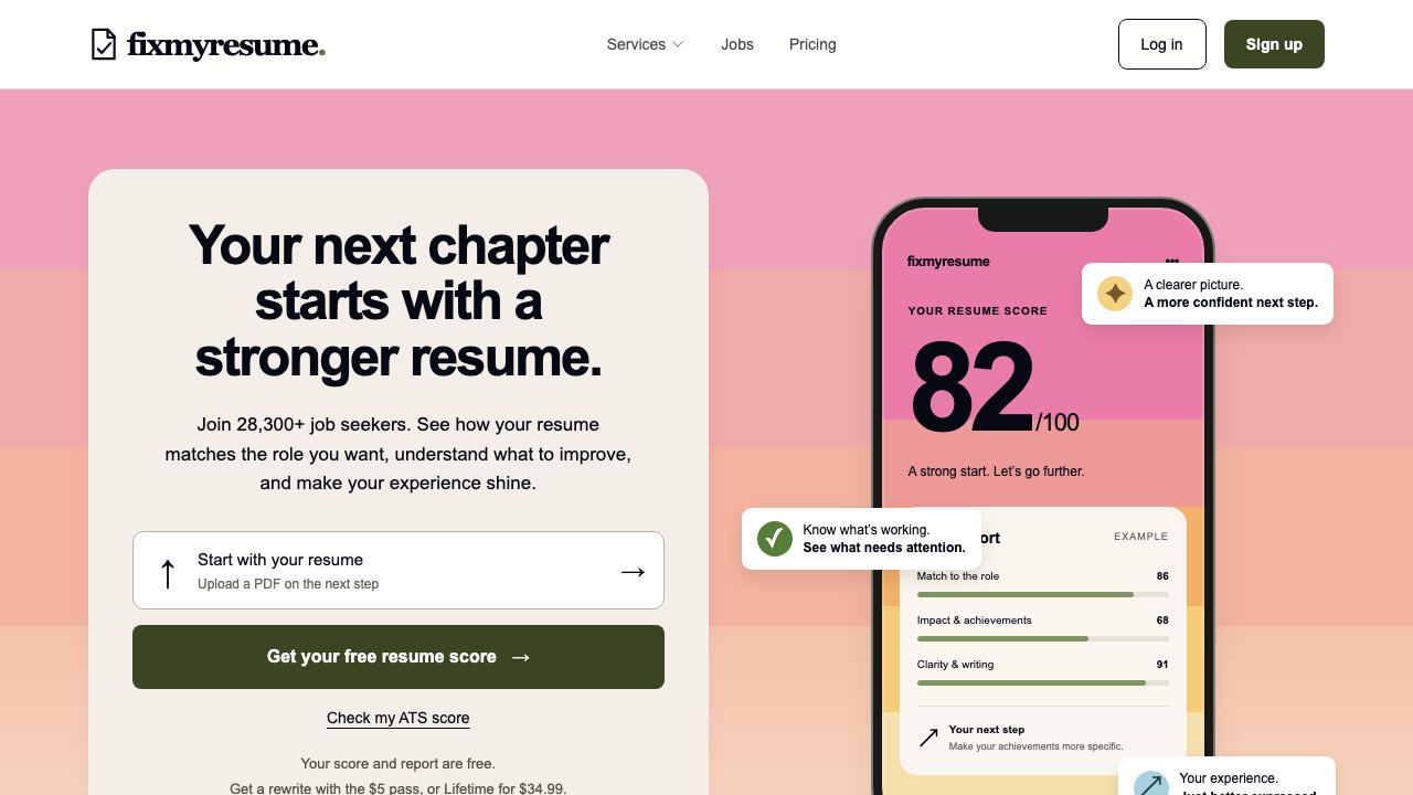 Fix My Resume website screenshot
